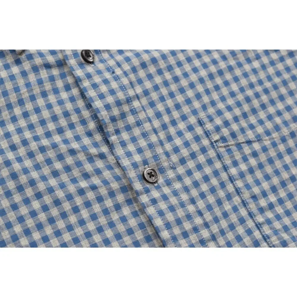 Banana Republic Men's Size L Blue Gingham Cotton Button Down Long Sleeve Shirt